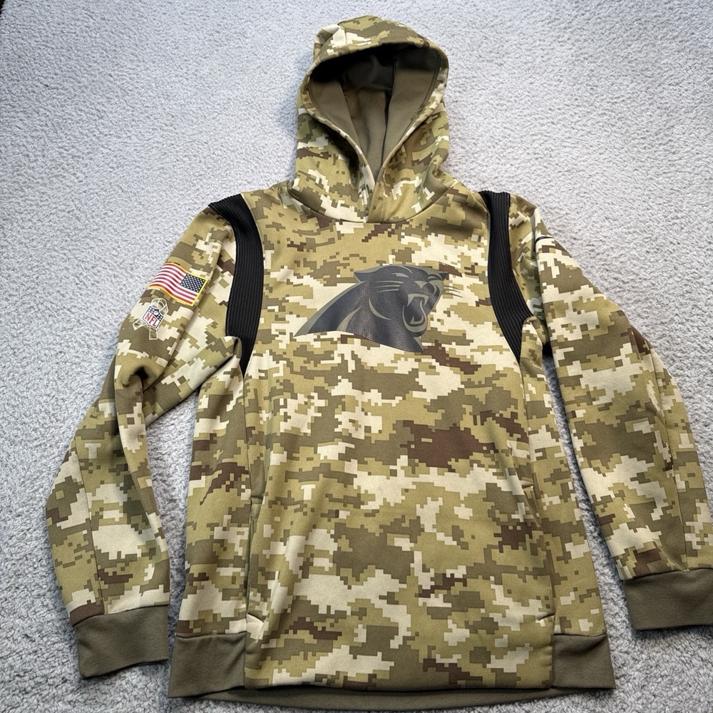Carolina Panthers Hoodie Nike On Field Youth Large Salute Service Dri Fit Camo